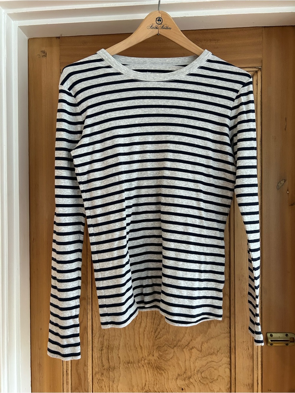 GAP Navy and Grey Striped Long Sleeve Tee